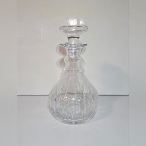 Stuart England Cut Crystal Liquor Decanter 9" W/ Stopper Vintage English Glass